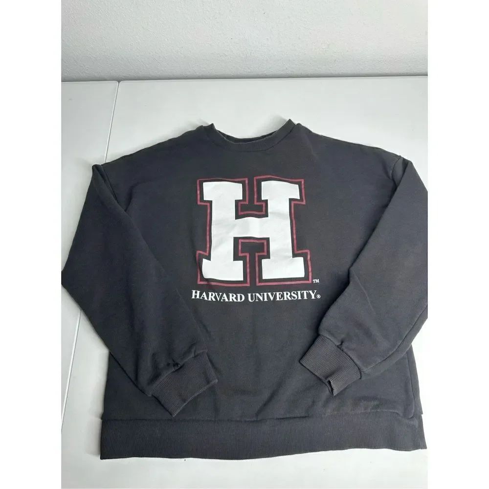 Mango Harvard University Letter H Switshirt Size S Cotton Gray